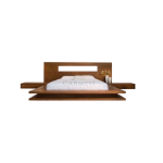 Cama Japonesa MEL de madera cenizaro con respaldo de 90 cm y desayunadores