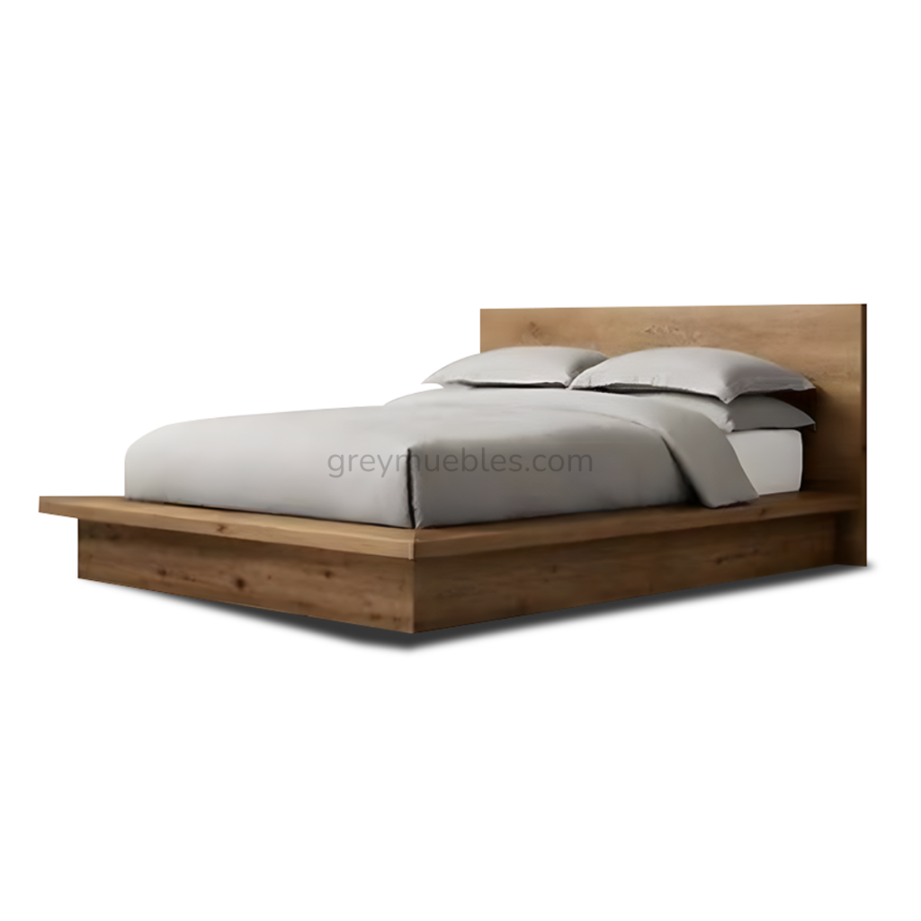 Cama Japonesa PAME de pino chileno con respaldo de 60 cm y diseño bajo