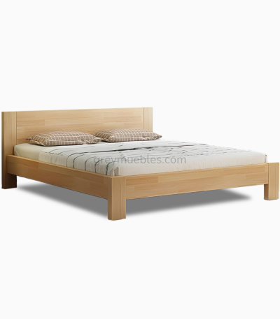 Cama Pata Alta PAPO de pino chileno con patas de 15 cm, laterales y piecero de 15 cm, y respaldo de 75 cm