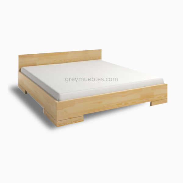 Cama Pata Baja SONY de pino chileno con patas en L de 7 cm, soporte central y 10 tablas para montar el colchón