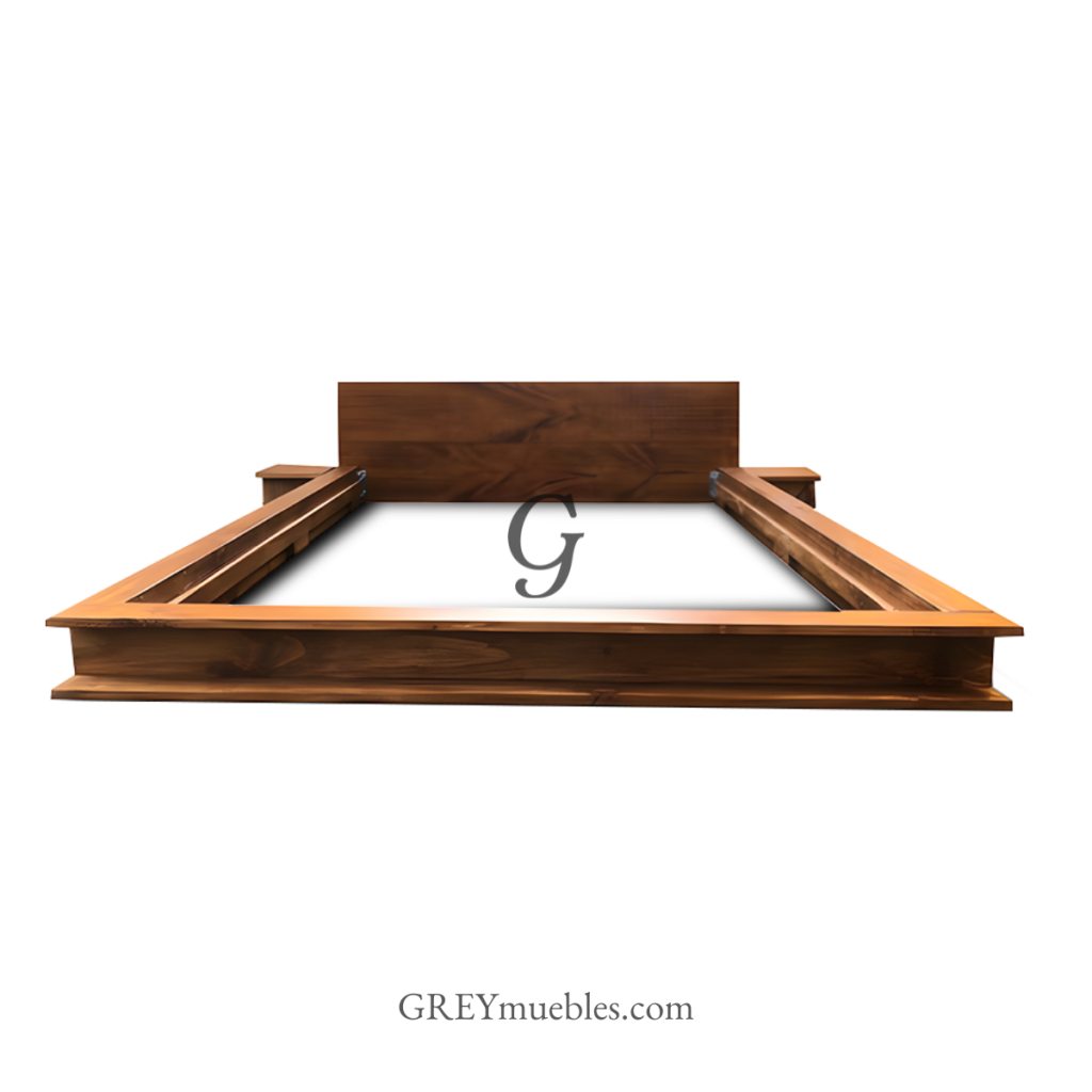 Cama Japonesa Japan de pino chileno con respaldo de 45 cm y diseño bajo